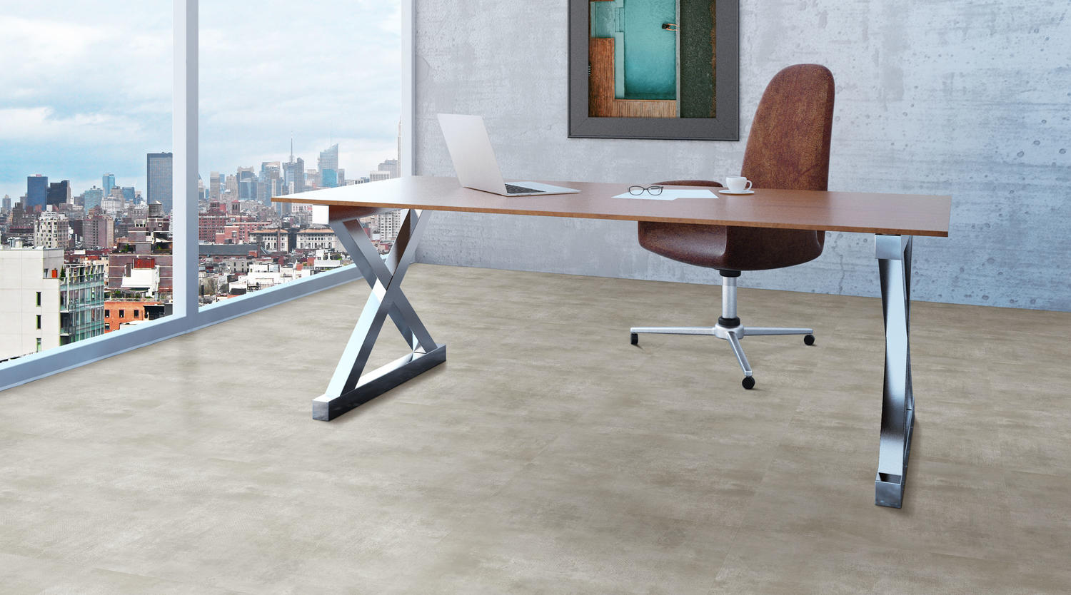 Blank,Picture,Frame,In,Loft,Office,With,City,View,,Modern